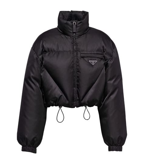 prada jacke nylon|prada black cropped puffer jacket.